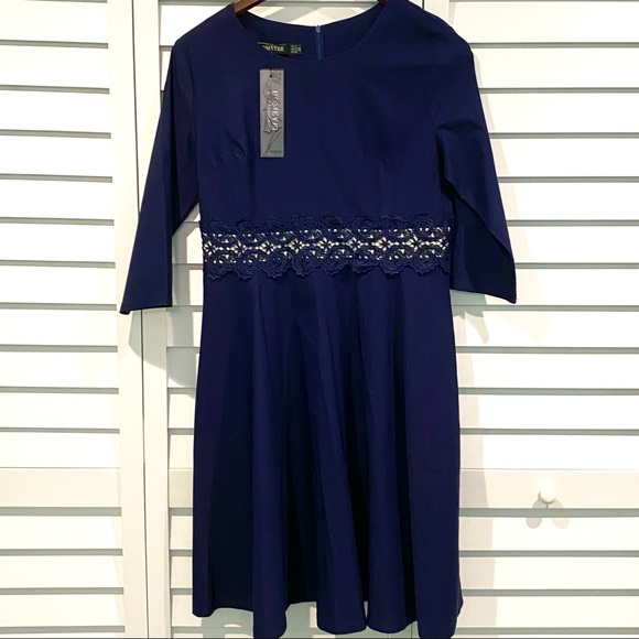 Homeyee Elegant Cocktail Dress with Lace Trim - Picture 4 of 16